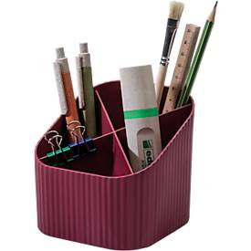 Stiftehalter HAN Karma, 4 unterschiedlich hohe Fächer, B 111 x H 105 x T 111 mm, recycelter Kunststoff, rot