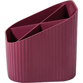 Stiftehalter HAN Karma, 4 unterschiedlich hohe Fächer, B 111 x H 105 x T 111 mm, recycelter Kunststoff, rot