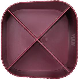 Stiftehalter HAN Karma, 4 unterschiedlich hohe Fächer, B 111 x H 105 x T 111 mm, recycelter Kunststoff, rot