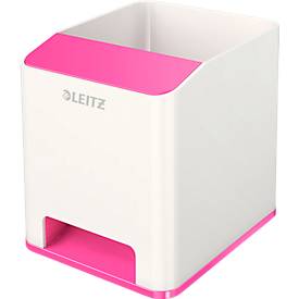 Stiftehalter Leitz WOW Sound, 1 Fach, Smartphone-Fach mit Soundverstärkung, weiß/pink