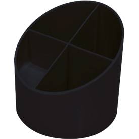 Stifteköcher Helit The Green Cross, 4 Fächer, Ø 110 x H 105 mm, Recyclingkunststoff, schwarz