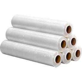Stretchfolie - polyetheen - 20 µ - 500 mm x 300 m - transparant - 6 rollen