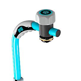 Stretchfolien Abroller grip® Systems, für grip®-Rollen mit einer Breite bis 400 mm, ergonomischer Handgriff, Aufhängevorrichtung, Stahl, wasserblau