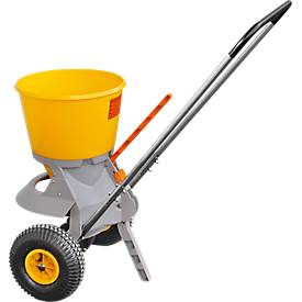 Streuwagen CEMO, Behältervolumen 20 l, Streubreite 1-4 m, Streumenge 6-stufig einstellbar, klappbarer Stützfuß, Schiebegriff höhenverstellbar