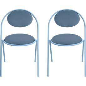 Stühle Meet by Paperflow Saturne, 2er-Set, B 520 x T 540 x H 820 mm, Kunstleder, Blau/Blau