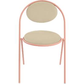 Stühle meet by Paperflow Saturne, 2er-Set, B 520 x T 540 x H 820 mm, Kunstleder, Rosa/Elfenbein