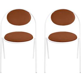 Stühle meet by Paperflow Saturne, 2er-Set, B 520 x T 540 x H 820 mm, Kunstleder, Weiß/Rost