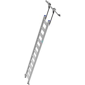 Image of Stufen-Regalleiter, aluminium, fahrbar, 11 Stufen