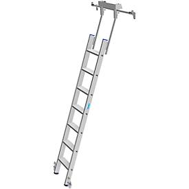 Stufen-Regalleiter, aluminium, für Rundrohrschienenanlage, fahrbar