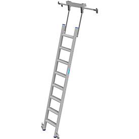 Stufen-Regalleiter, aluminium, für Rundrohrschienenanlage, fahrbar