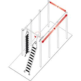 Stufen-Regalleiter, für Doppelregal, drehbar, 7 Stufen