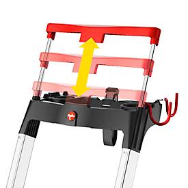 Stufen-Stehleiter Hailo L100 TopLine, EN 131, mit Multifunktionsschale & Haltebügel, bis 150 kg, 4 Stufen