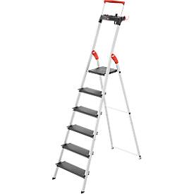 Stufen-Stehleiter Hailo L100 TopLine, EN 131, mit Multifunktionsschale & Haltebügel, bis 150 kg, 6 Stufen