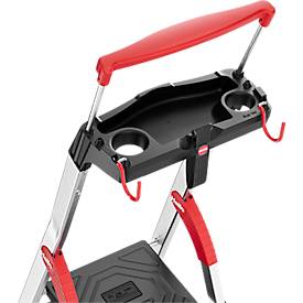 Stufen-Stehleiter Hailo L100 TopLine, EN 131, mit Multifunktionsschale & Haltebügel, bis 150 kg, 6 Stufen