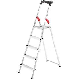 Stufen-Stehleiter Hailo L60 StandardLine, EN 131, mit Multifunktionsschale & Gelenkschutz, bis 150 kg, 5 Stufen