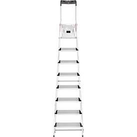 Stufenstehleiter Hailo L80 ComfortLine, EN 131, mit Multifunktionsschale & XXL-Stufen, bis 150 kg, 8 Stufen