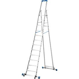 Stufenstehleiter, mit 12 Stufen, Aluminium, fahrbar mit Traverse