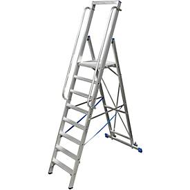 Stufenstehleiter, mit großer Plattform, Aluminium, mit 8 Stufen