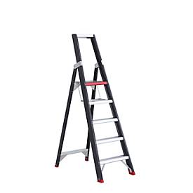 Stufenstehleiter Professional Topline, einseitig, Aluminium, 5 Stufen, schwarz