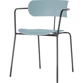 Stuhl BISTRO, stapelbar bis zu 4 Stück, B 535 x T 545 x H 760 mm, Stahlrohr & Polypropylen, blau, 2 Stück