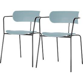 Stuhl BISTRO, stapelbar bis zu 4 Stück, B 535 x T 545 x H 760 mm, Stahlrohr & Polypropylen, blau, 2 Stück