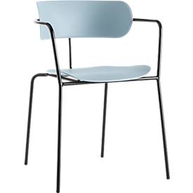 Stuhl BISTRO, stapelbar bis zu 4 Stück, B 535 x T 545 x H 760 mm, Stahlrohr & Polypropylen, blau, 4 Stück