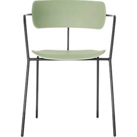 Stuhl BISTRO, stapelbar bis zu 4 Stück, B 535 x T 545 x H 760 mm, Stahlrohr & Polypropylen, grün, 2 Stück