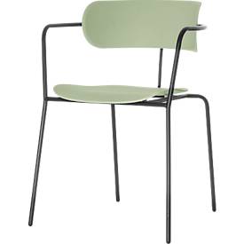 Stuhl BISTRO, stapelbar bis zu 4 Stück, B 535 x T 545 x H 760 mm, Stahlrohr & Polypropylen, grün, 2 Stück