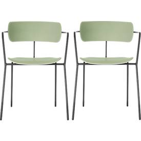 Stuhl BISTRO, stapelbar bis zu 4 Stück, B 535 x T 545 x H 760 mm, Stahlrohr & Polypropylen, grün, 2 Stück