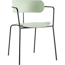 Stuhl BISTRO, stapelbar bis zu 4 Stück, B 535 x T 545 x H 760 mm, Stahlrohr & Polypropylen, grün, 4 Stück
