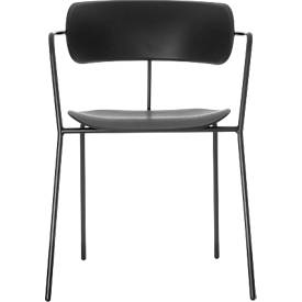 Stuhl BISTRO, stapelbar bis zu 4 Stück, B 535 x T 545 x H 760 mm, Stahlrohr & Polypropylen, schwarz, 2 Stück