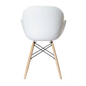 Stuhl Paperflow Kiwood, Massivholz, Metallverstrebungen, ergonomische PP-Sitzschale, weiß, 2er-Set