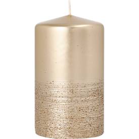 Stumpenkerze Papstar Safe Candle, bis zu 36 h, selbstlöschend, Ø 60 x H 100 mm, Paraffin, gold, 6 Stück