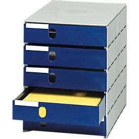styro® Schubladenbox Styroval, 5 Schübe geschlossen, DIN C4, Polystyrol, blau
