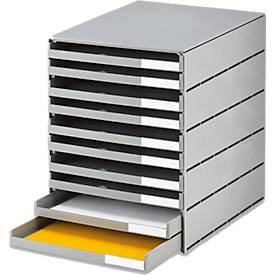 styro® Schubladenbox Styroval Pro, 10 Schubladen, offen, DIN C4, Polystyrol, öko-grau
