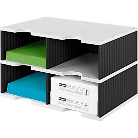 styro® Sortierstation styrodoc Jumbo, DIN C4, 2 Etagen/2-reihig/4 Fächer, schwarz