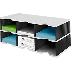 styro® Sortierstation styrodoc Jumbo, DIN C4, 2 Etagen/3-reihig/6 Fächer, schwarz