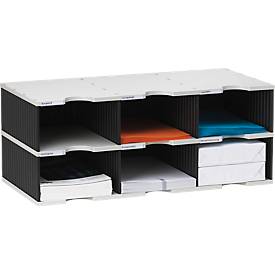 styro® Sortierstation styrodoc Jumbo, DIN C4, 2 Etagen/3-reihig/6 Fächer, schwarz
