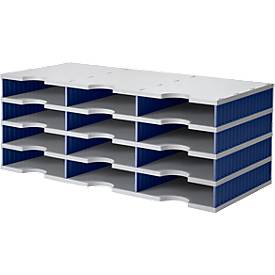 styro® Sortierstation styrodoc Standard, DIN C4, 4 Etagen/3-reihig/12 Fächer, grau/blau