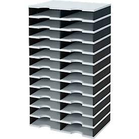 styro® Sortierstation styrodoc Standard SET, DIN C4, 12 Etagen/2-reihig/24 Fächer, grau/schwarz