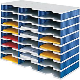 styro® Sortierstation styrodoc Standard SET, DIN C4, 8 Etagen/3-reihig/24 Fächer, grau/blau