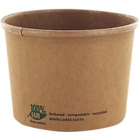 Suppenbecher Papstar pure, 350 ml, Ø 98 x 70 mm, 25 Stk., Frischfaser-Karton, kompostierbar, braun
