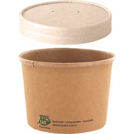 Suppenbecher Papstar pure, 350 ml, Ø 98 x 70 mm, 25 Stk., Frischfaser-Karton, kompostierbar, braun