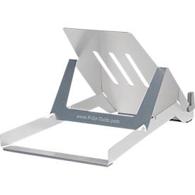 Support d'ordinateur portable Riser Basic R-Go Tools - aluminium- réglable en hauteur - repliable - argentt