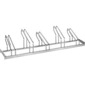 Support de stationnement, 1 face, pour pneus jusqu'à W 55 mm, W 1750 x P 1850 x H 500 mm, acier galvanisé à chaud, 5 places de stationnement, monté