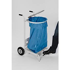 Support mobile pour sac poubelle - en acier - avec pédale et couvercle