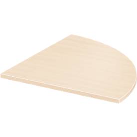 Systemwinkelplatte, 90° gerundet, B 800 x T 800 mm, Ahorn