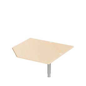 Systemwinkelplatte CAD ERGO-T 2.0, mit Stützfuß, B 1200 x T 1200/800 x H 718-898 mm, Ahorn/weißaluminium