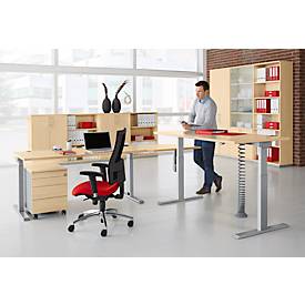 Systemwinkelplatte CAD ERGO-T 2.0, mit Stützfuß, B 1200 x T 1200/800 x H 718-898 mm, lichtgrau/weißaluminium 