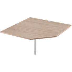 Systemwinkelplatte, CAD, Fuß, B 1200 mm x T 1200 mm, Eiche/weißalu